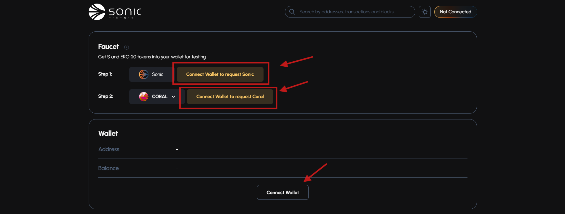 مرحله ۲: دریافت توکن‌های تستی از فاست (Faucet)