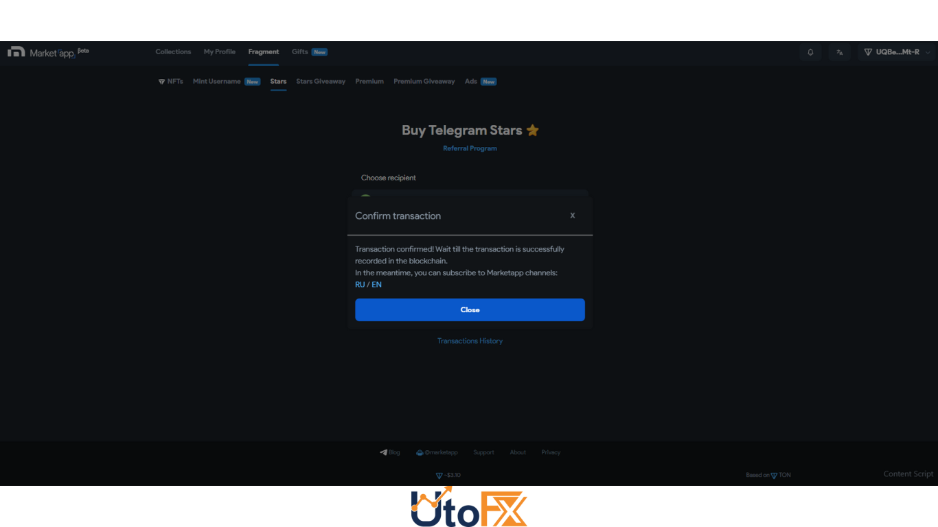 نحوه خرید استارز تلگرام از MarketApp