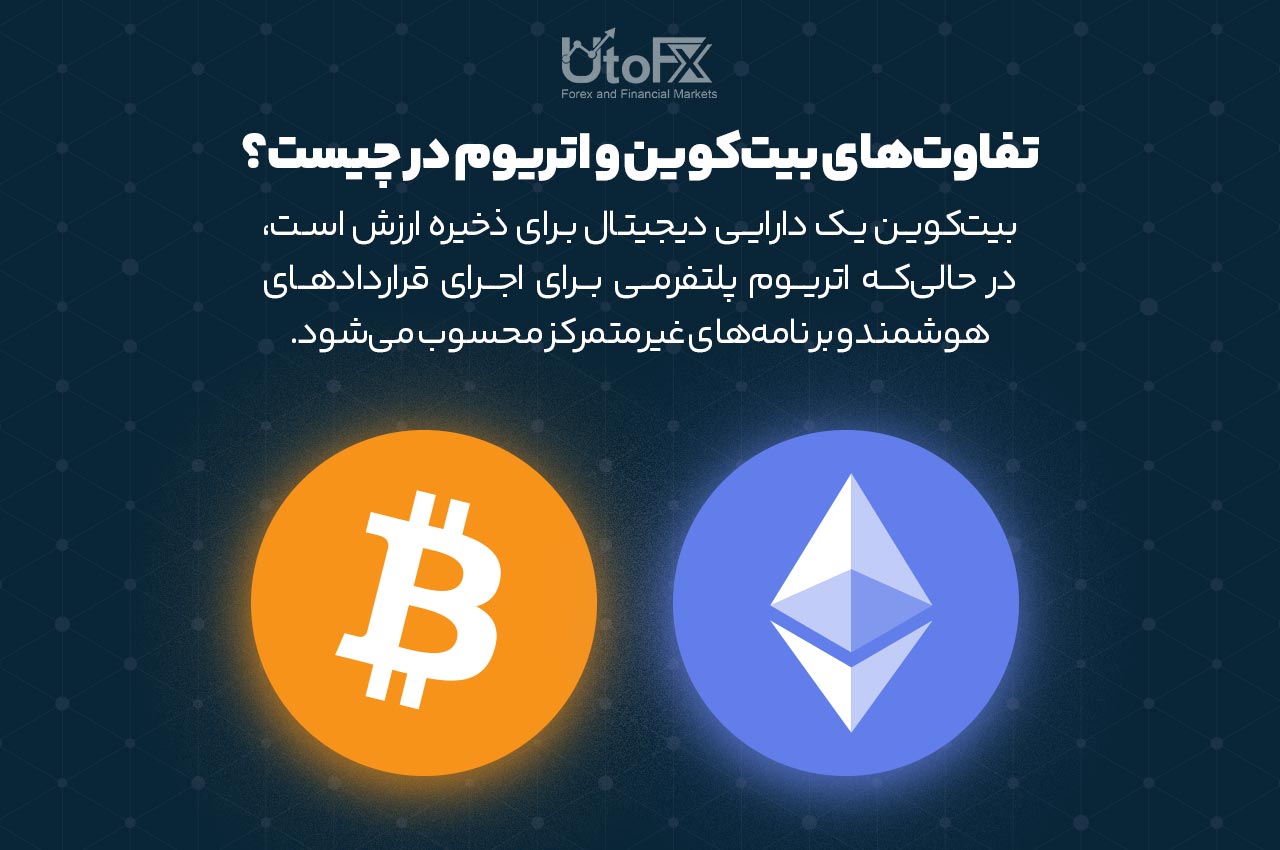 تفاوت‌های بین بیت‌کوین و اتریوم چیست؟