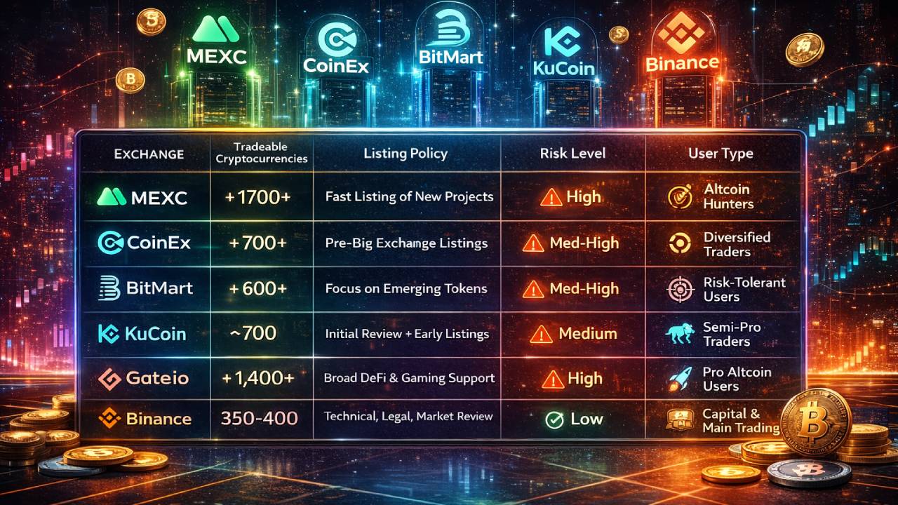 کدام صرافیهای ارز دیجیتال بیشترین تعداد ارز را دارند؟